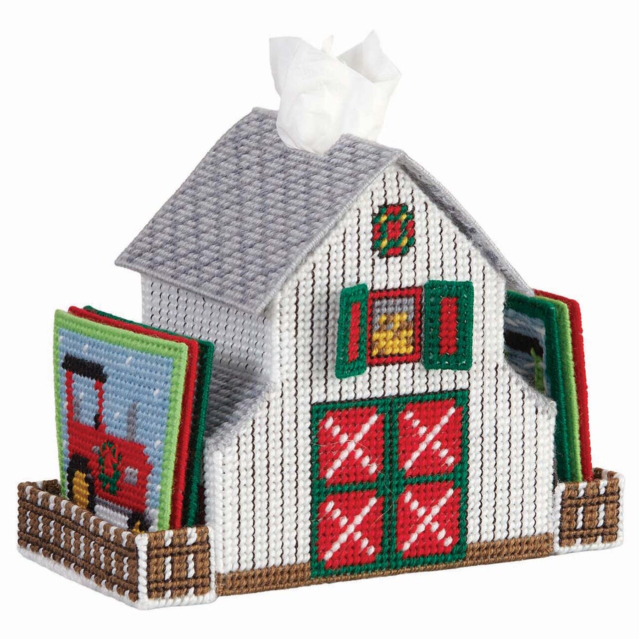 Herrschners Christmas at the Farm Tissue Box & Coasters Plastic Canvas Kit